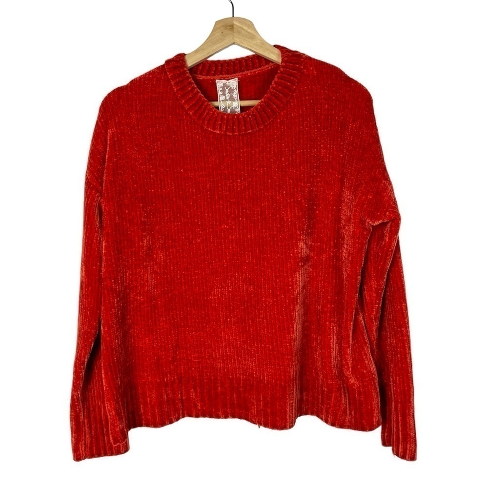 Sadie & Sage Red Chenille Knit Crewneck Sweater S‎